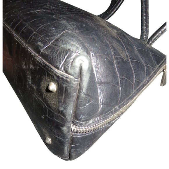 Furla Vintage black crocodile embossed Italian leather double handle bag - Picture 11 of 14
